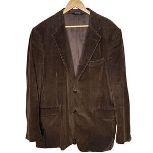 Stafford Men's 44L Corduroy 100% Cotton Blazer Elbow Patches Dinner Jacket Brown